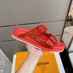 High quality replica UA Louis Vuitton LV Trainer Mules Red Sandals