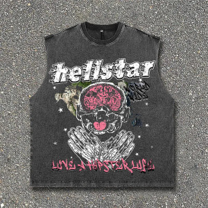 High quality replica UA Vintage Hellstar Graphic Print Acid Washed Tank Top